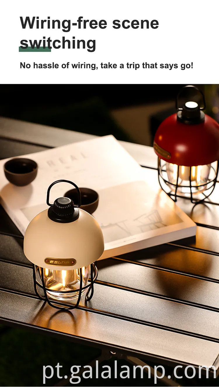 Retro LED Solar Camp Light com bateria embutida de 18650